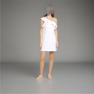Lilly Pulitzer White Kipton Romper Pineapple Embossed Ruffled Sz 10 NWT